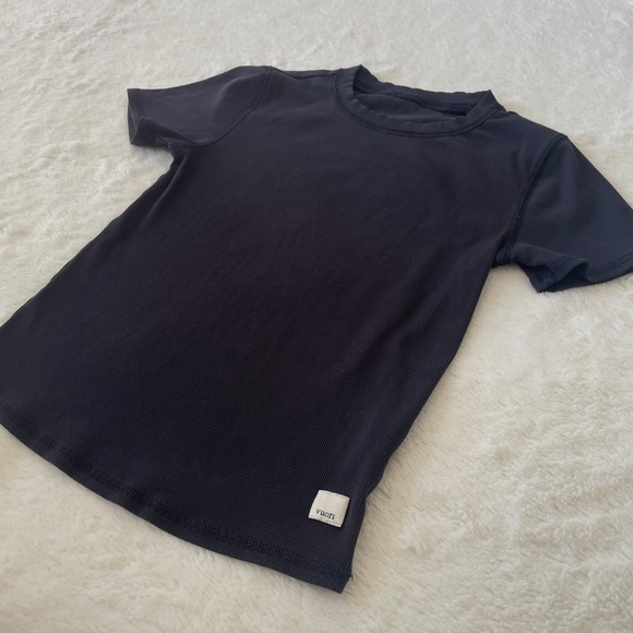 Vuori Pose Fitted Tee Ribbed Crewneck Short Sleeve Active Top Black Size XS - Picture 5 of 12